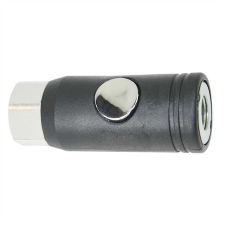 Interstate Pneumatics 1/4 Inch Universal Push Button Aluminum Coupler x 1/4 Inch Female NPT with Plastic Sleeve, PK 25 CG440PB-25K